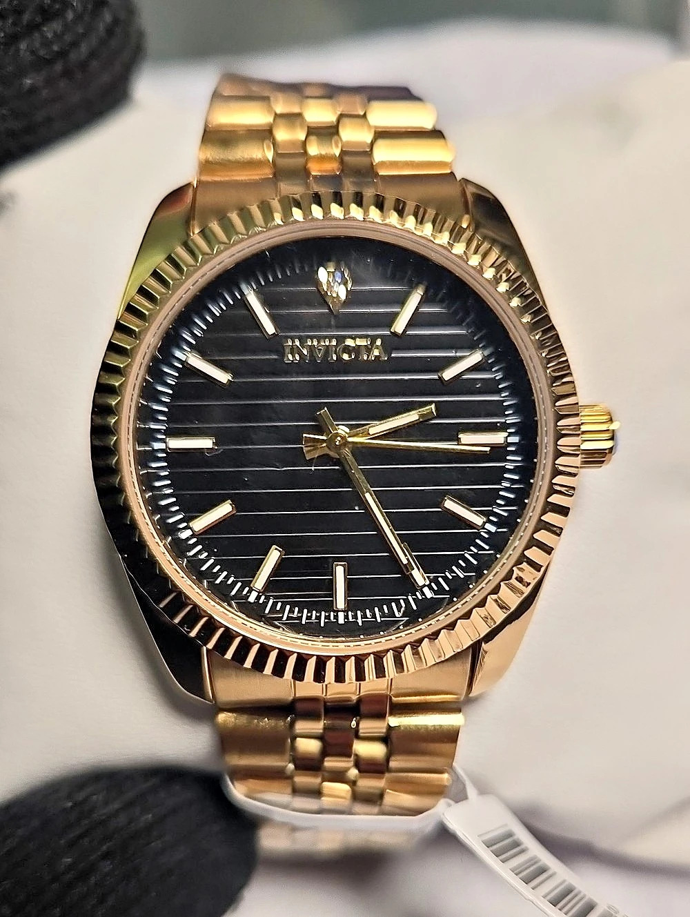 Invicta Specialty Fluted Bezel Gold-Tone Black Dial Watch NWT